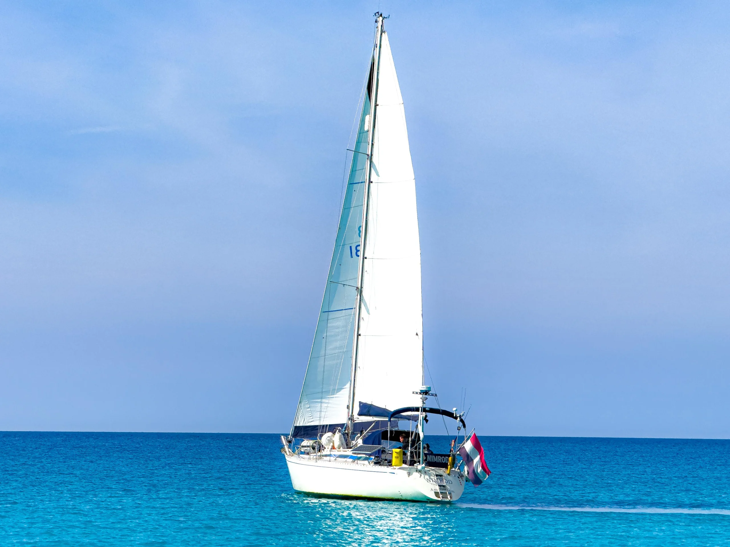 Nimrod sailing yacht sailing along the coast of Formentera
